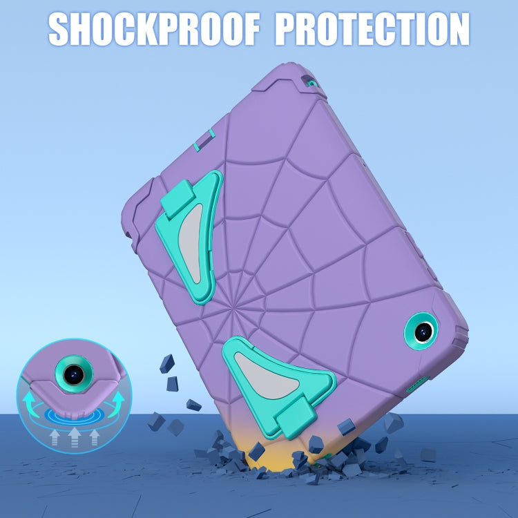 For Samsung Galaxy Tab A11+ / A9+ Spider Silicone Hybrid PC Shockproof Tablet Case(Purple Green) by buy2fix
