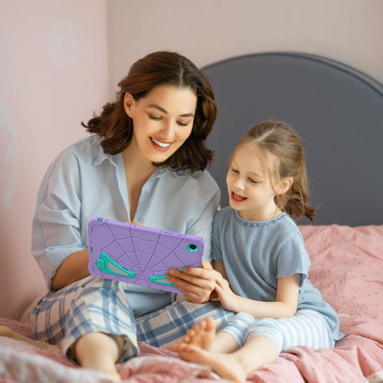 For Samsung Galaxy Tab A11+ / A9+ Spider Silicone Hybrid PC Shockproof Tablet Case(Purple Green) by buy2fix