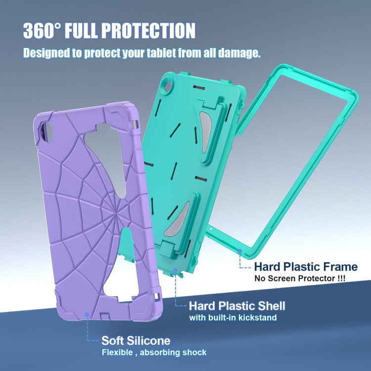 For Samsung Galaxy Tab A11+ / A9+ Spider Silicone Hybrid PC Shockproof Tablet Case(Purple Green) by buy2fix