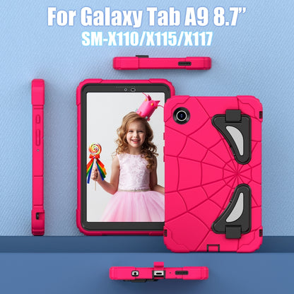 For Samsung Galaxy Tab A9 Spider Silicone Hybrid PC Shockproof Tablet Case(Strawberry Black) by buy2fix