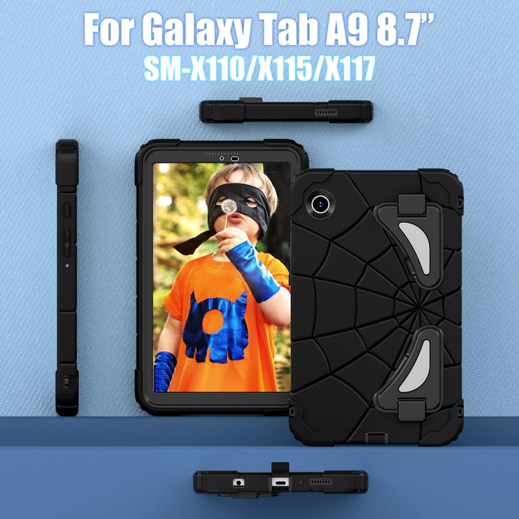 For Samsung Galaxy Tab A9 Spider Silicone Hybrid PC Shockproof Tablet Case(Black) by buy2fix