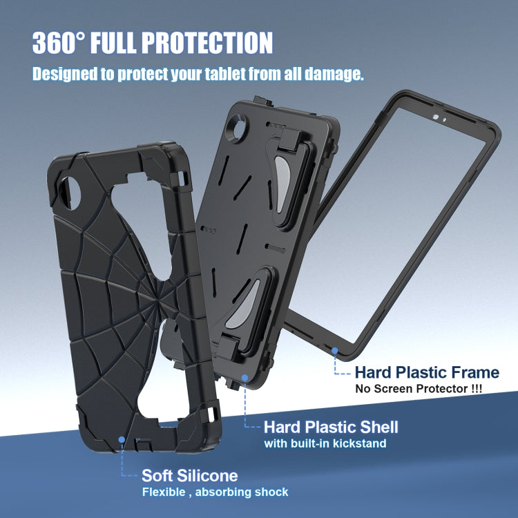 For Samsung Galaxy Tab A9 Spider Silicone Hybrid PC Shockproof Tablet Case(Black) by buy2fix