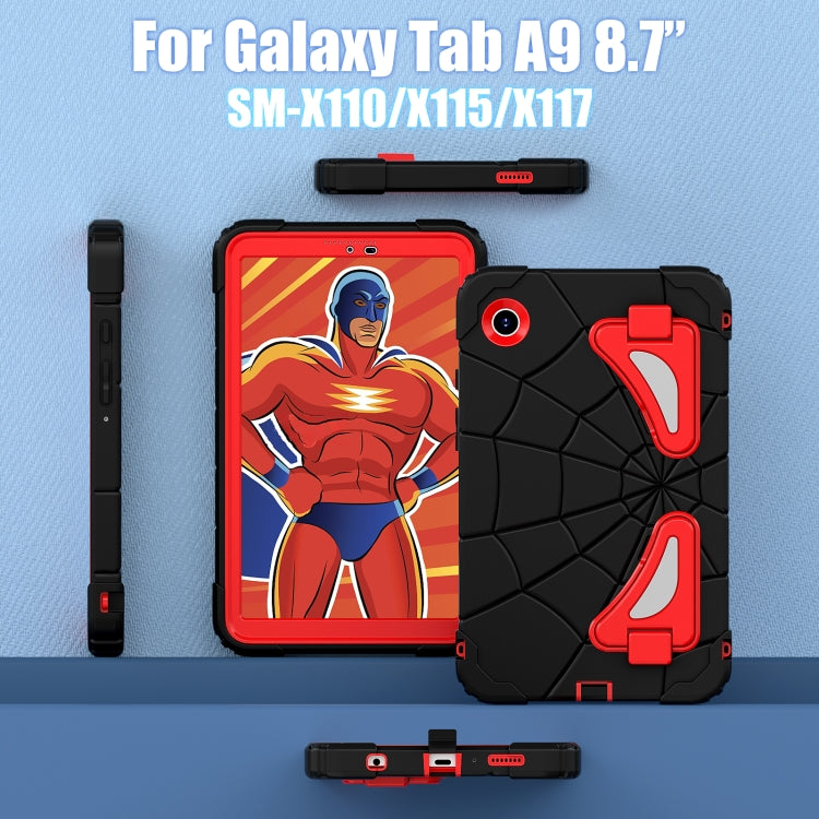 For Samsung Galaxy Tab A9 Spider Silicone Hybrid PC Shockproof Tablet Case(Black Red) by buy2fix