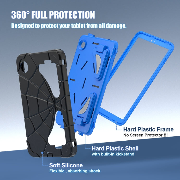 For Samsung Galaxy Tab A9 Spider Silicone Hybrid PC Shockproof Tablet Case(Black Blue) by buy2fix