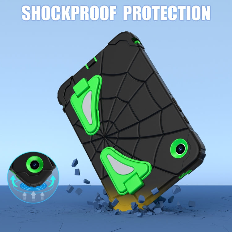 For Samsung Galaxy Tab A9 Spider Silicone Hybrid PC Shockproof Tablet Case(Black Green) by buy2fix