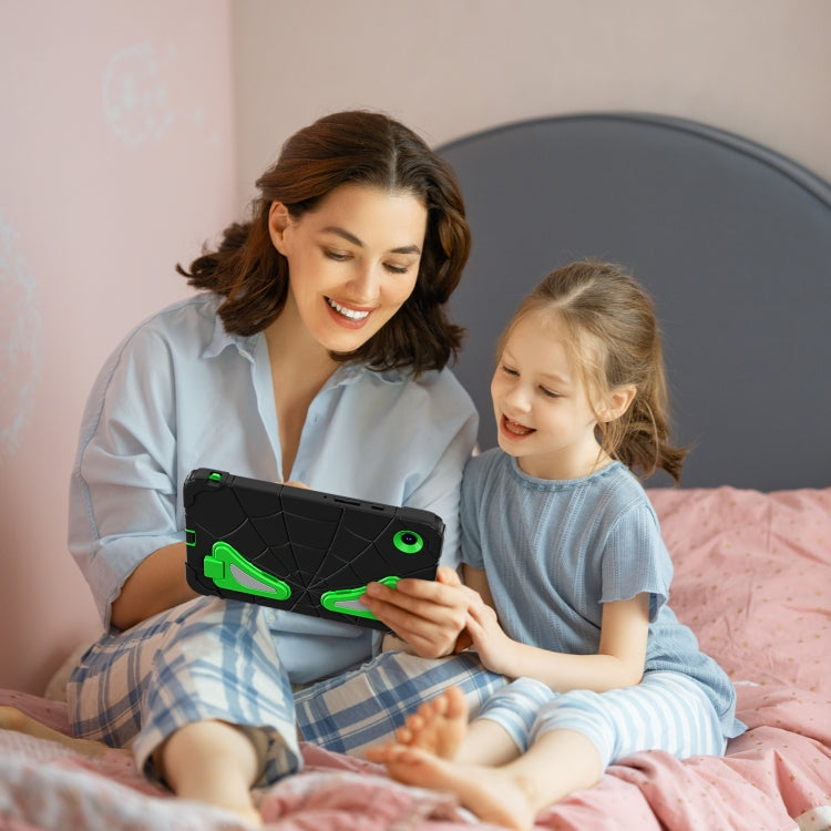 For Samsung Galaxy Tab A9 Spider Silicone Hybrid PC Shockproof Tablet Case(Black Green) by buy2fix
