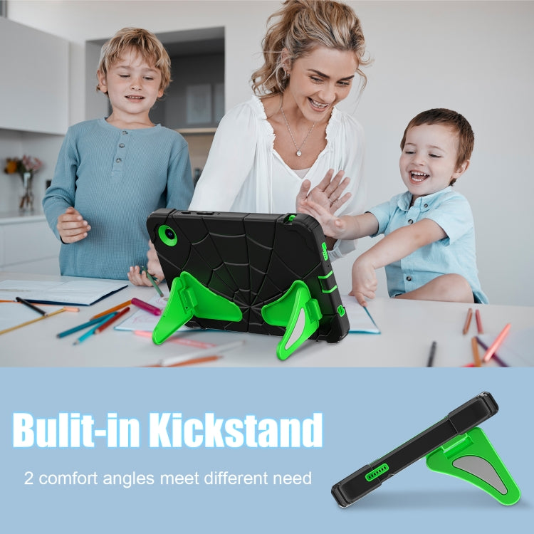 For Samsung Galaxy Tab A9 Spider Silicone Hybrid PC Shockproof Tablet Case(Black Green) by buy2fix
