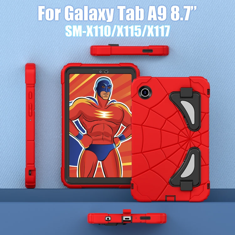 For Samsung Galaxy Tab A9 Spider Silicone Hybrid PC Shockproof Tablet Case(Red Black) by buy2fix