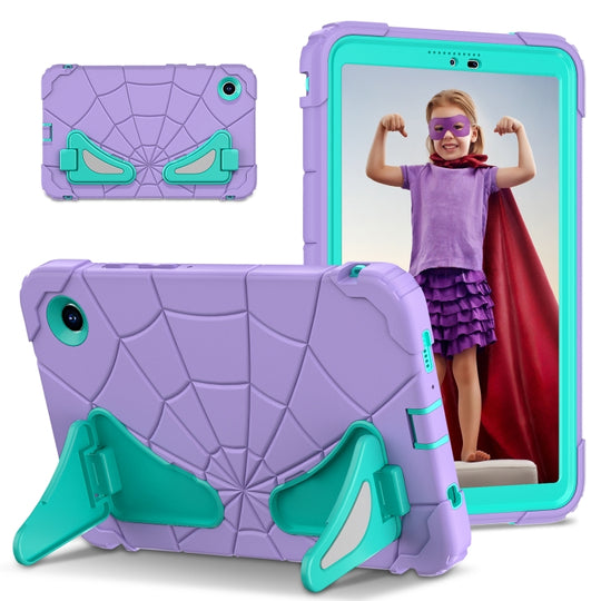For Samsung Galaxy Tab A9 Spider Silicone Hybrid PC Shockproof Tablet Case(Purple Green)