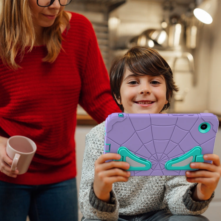 For Samsung Galaxy Tab A9 Spider Silicone Hybrid PC Shockproof Tablet Case(Purple Green) by buy2fix