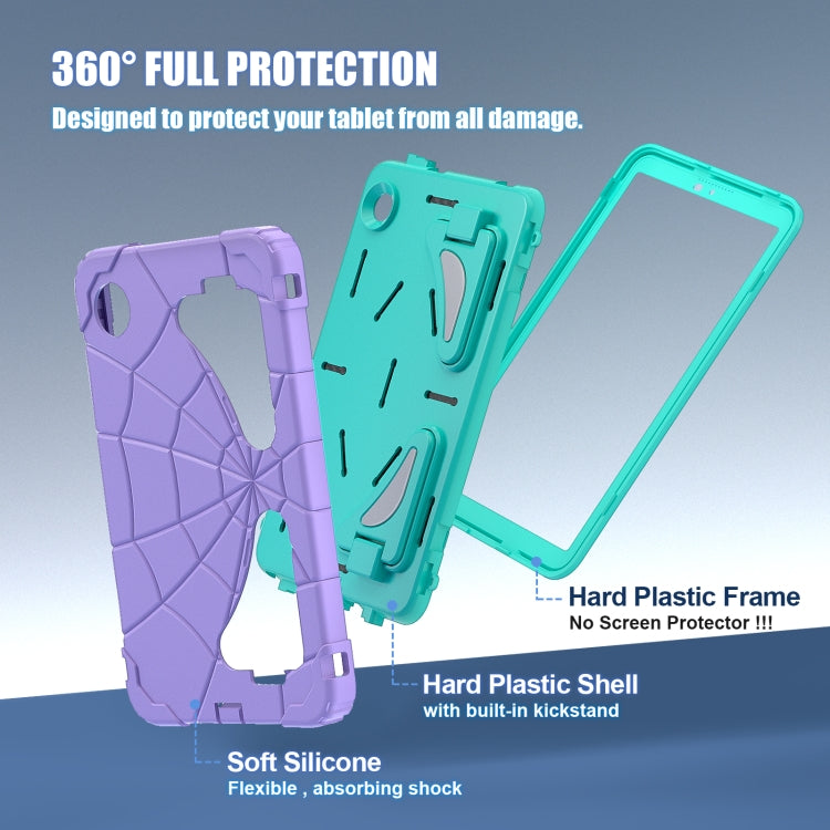 For Samsung Galaxy Tab A9 Spider Silicone Hybrid PC Shockproof Tablet Case(Purple Green) by buy2fix