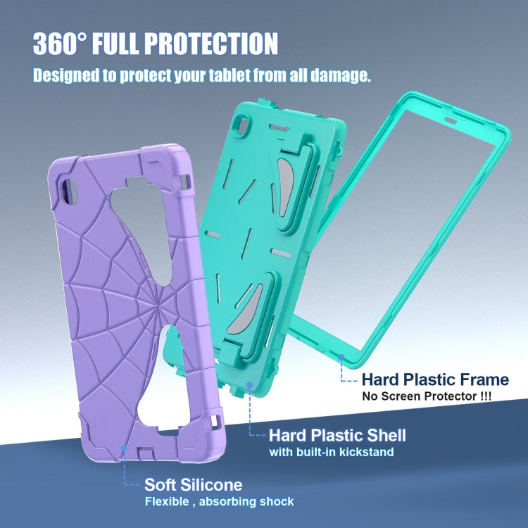For Samsung Galaxy Tab A7 Lite T220 Spider Silicone Hybrid PC Shockproof Tablet Case(Purple Green) by buy2fix