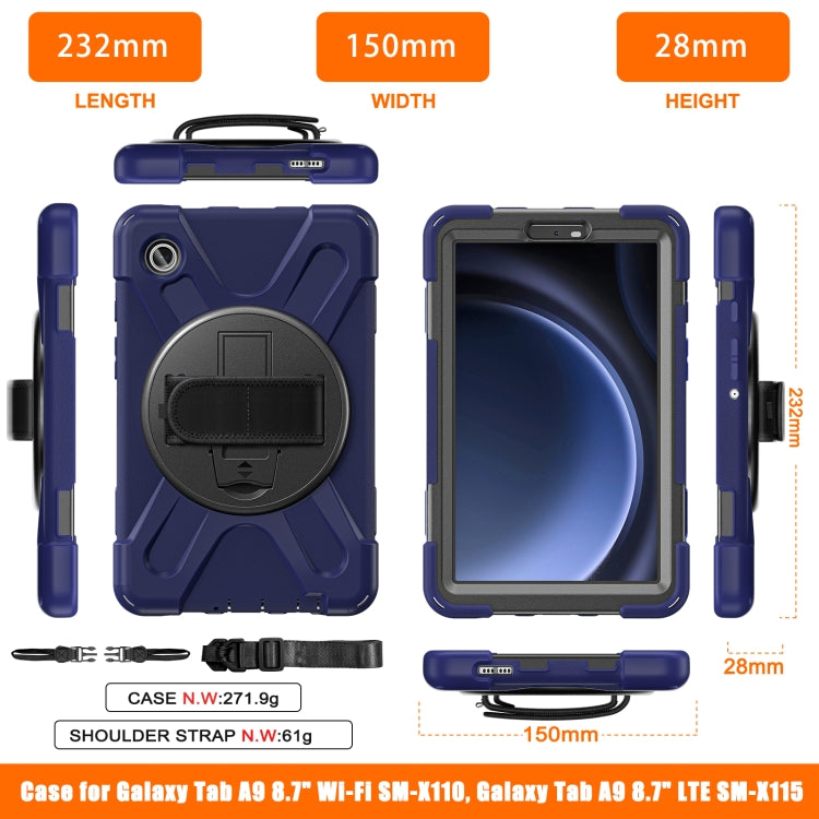 For Samsung Galaxy Tab A9 Rotary Handle Grab TPU + PC Tablet Case(Navy Blue) - Galaxy Tab A9 by buy2fix | Online Shopping UK | buy2fix
