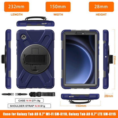 For Samsung Galaxy Tab A9 Rotary Handle Grab TPU + PC Tablet Case(Navy Blue) - Galaxy Tab A9 by buy2fix | Online Shopping UK | buy2fix