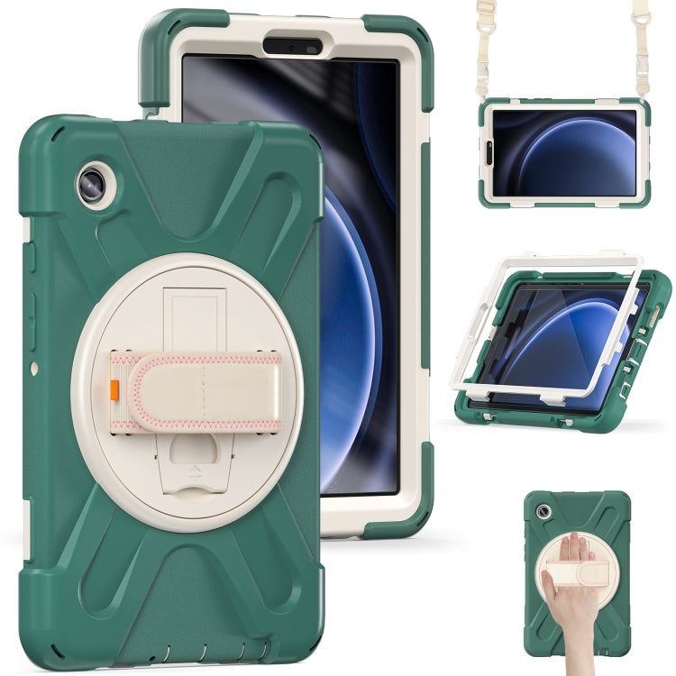 For Samsung Galaxy Tab A9 Rotary Handle Grab TPU + PC Tablet Case(Emerald-green) - Galaxy Tab A9 by buy2fix | Online Shopping UK | buy2fix
