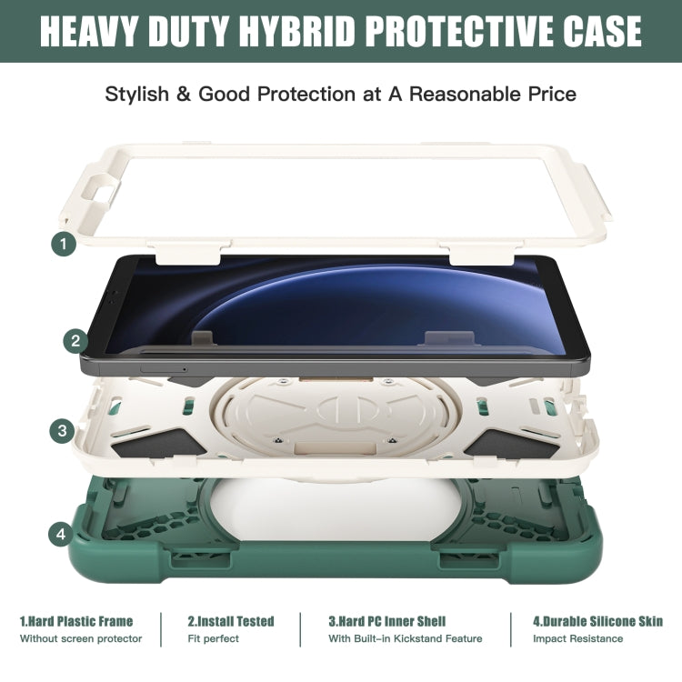 For Samsung Galaxy Tab A9 Rotary Handle Grab TPU + PC Tablet Case(Emerald-green) - Galaxy Tab A9 by buy2fix | Online Shopping UK | buy2fix