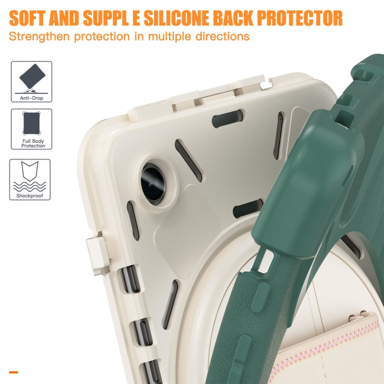 For Samsung Galaxy Tab A9 Rotary Handle Grab TPU + PC Tablet Case(Emerald-green) - Galaxy Tab A9 by buy2fix | Online Shopping UK | buy2fix