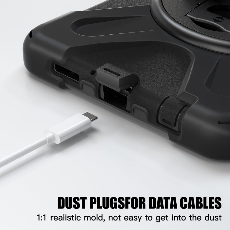 For Samsung Galaxy Tab A9 Rotary Handle Grab TPU + PC Tablet Case(Black) - Galaxy Tab A9 by buy2fix | Online Shopping UK | buy2fix