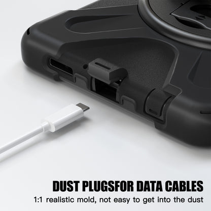 For Samsung Galaxy Tab A9 Rotary Handle Grab TPU + PC Tablet Case(Black) - Galaxy Tab A9 by buy2fix | Online Shopping UK | buy2fix