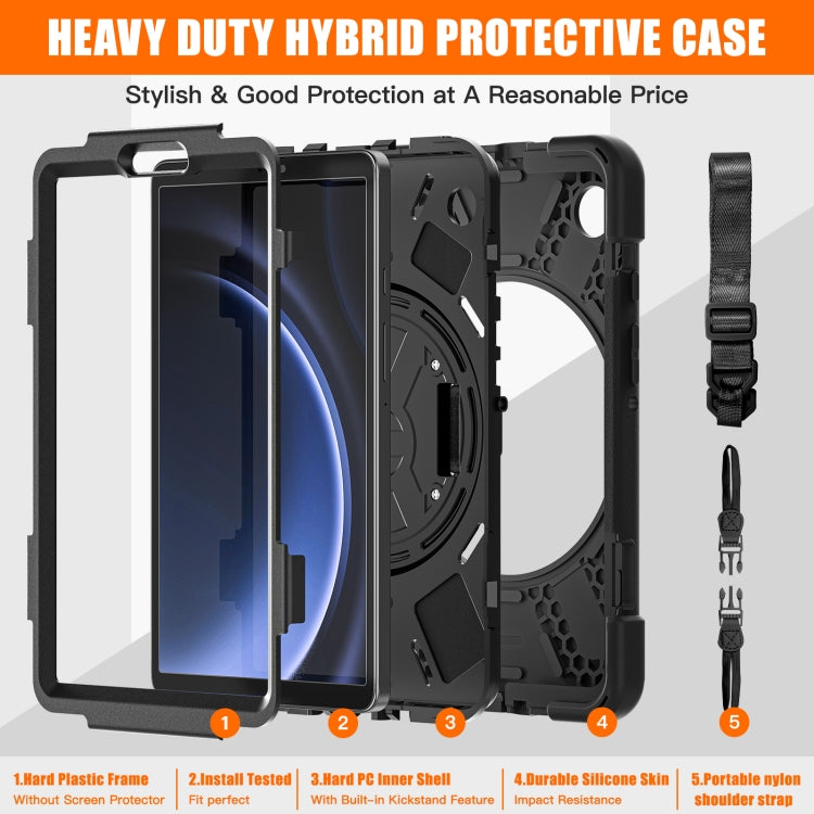 For Samsung Galaxy Tab A9 Rotary Handle Grab TPU + PC Tablet Case(Black) - Galaxy Tab A9 by buy2fix | Online Shopping UK | buy2fix