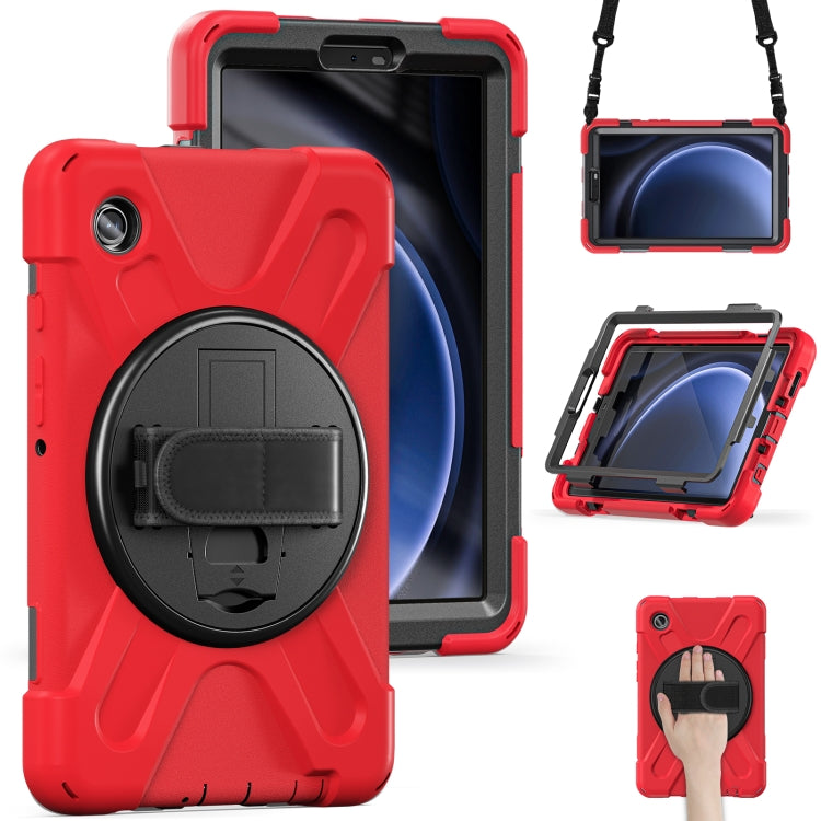 For Samsung Galaxy Tab A9 Rotary Handle Grab TPU + PC Tablet Case(Red) - Galaxy Tab A9 by buy2fix | Online Shopping UK | buy2fix