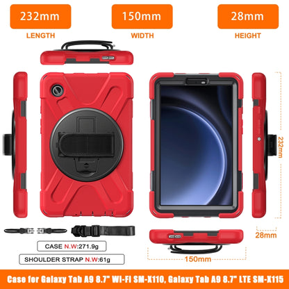 For Samsung Galaxy Tab A9 Rotary Handle Grab TPU + PC Tablet Case(Red) - Galaxy Tab A9 by buy2fix | Online Shopping UK | buy2fix
