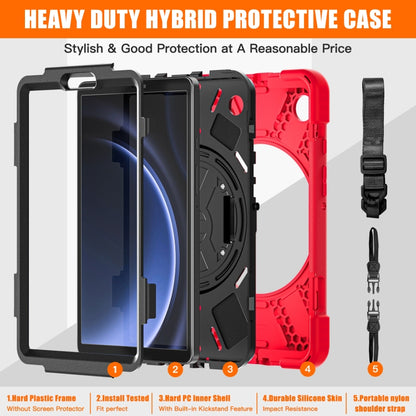 For Samsung Galaxy Tab A9 Rotary Handle Grab TPU + PC Tablet Case(Red) - Galaxy Tab A9 by buy2fix | Online Shopping UK | buy2fix