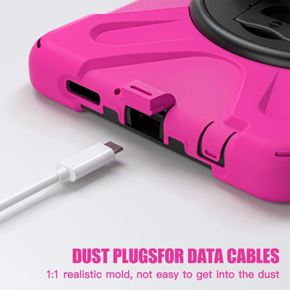 For Samsung Galaxy Tab A9 Rotary Handle Grab TPU + PC Tablet Case(Rose Red) - Galaxy Tab A9 by buy2fix | Online Shopping UK | buy2fix