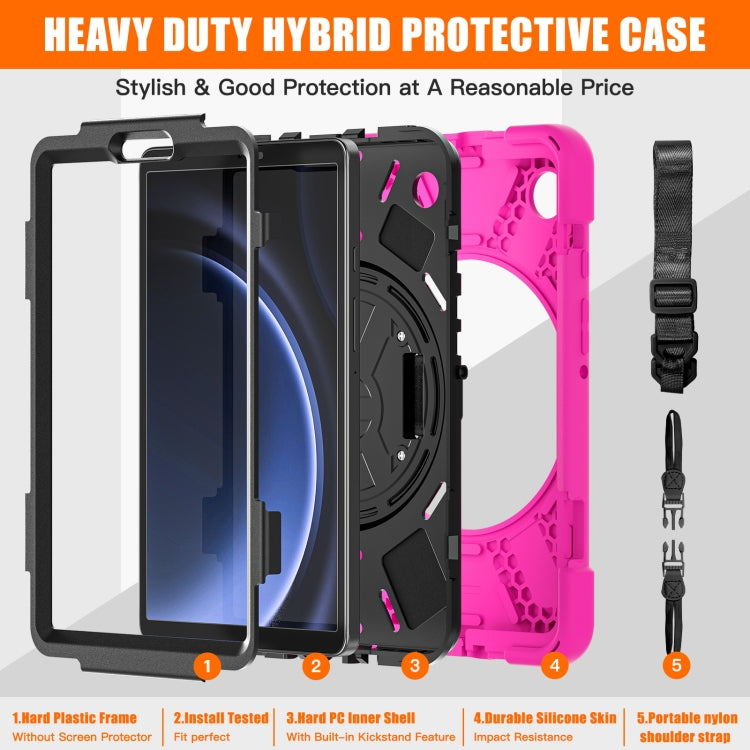 For Samsung Galaxy Tab A9 Rotary Handle Grab TPU + PC Tablet Case(Rose Red) - Galaxy Tab A9 by buy2fix | Online Shopping UK | buy2fix