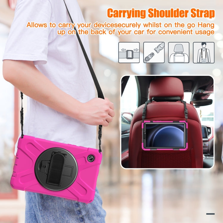 For Samsung Galaxy Tab A9 Rotary Handle Grab TPU + PC Tablet Case(Rose Red) - Galaxy Tab A9 by buy2fix | Online Shopping UK | buy2fix