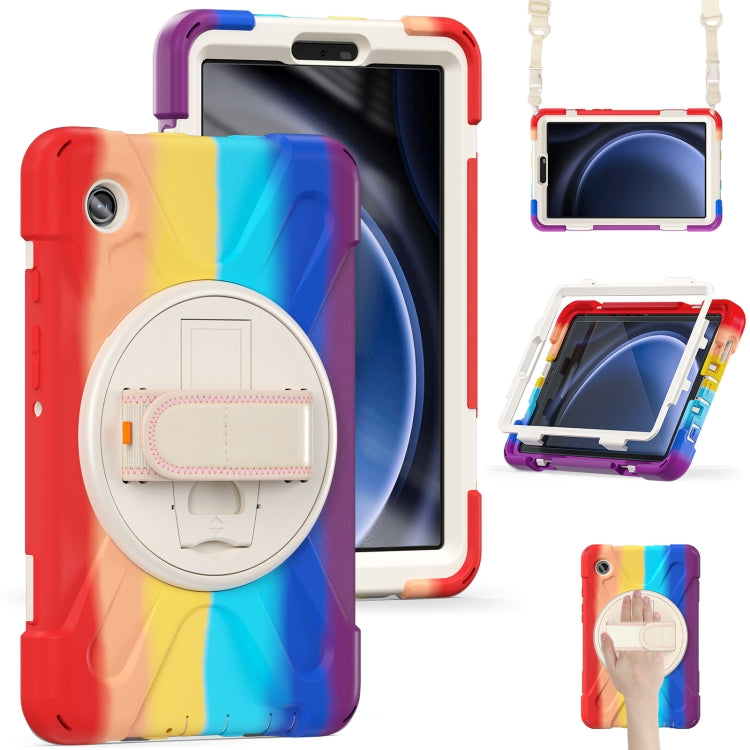 For Samsung Galaxy Tab A9 Rotary Handle Grab TPU + PC Tablet Case(Colorful Red) - Galaxy Tab A9 by buy2fix | Online Shopping UK | buy2fix