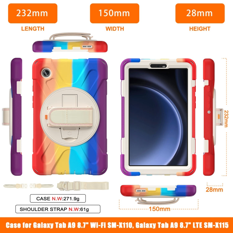 For Samsung Galaxy Tab A9 Rotary Handle Grab TPU + PC Tablet Case(Colorful Red) - Galaxy Tab A9 by buy2fix | Online Shopping UK | buy2fix