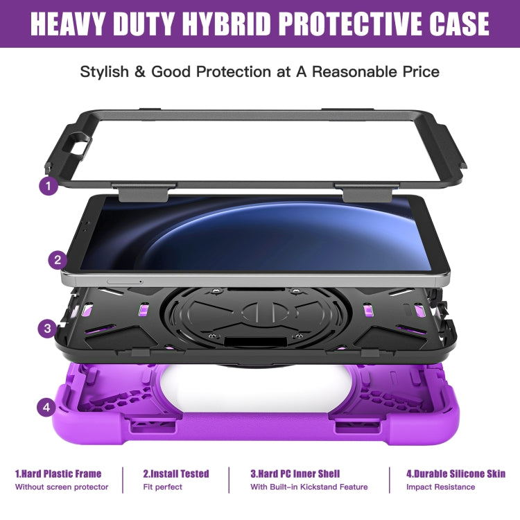 For Samsung Galaxy Tab A9 Rotary Handle Grab TPU + PC Tablet Case(Purple) - Galaxy Tab A9 by buy2fix | Online Shopping UK | buy2fix