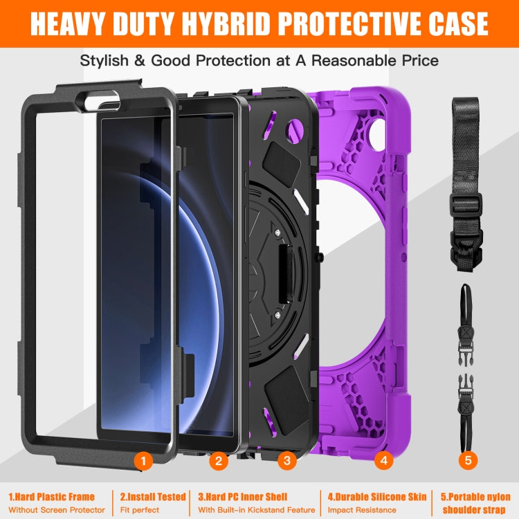 For Samsung Galaxy Tab A9 Rotary Handle Grab TPU + PC Tablet Case(Purple) - Galaxy Tab A9 by buy2fix | Online Shopping UK | buy2fix