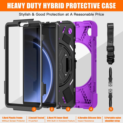For Samsung Galaxy Tab A9 Rotary Handle Grab TPU + PC Tablet Case(Purple) - Galaxy Tab A9 by buy2fix | Online Shopping UK | buy2fix