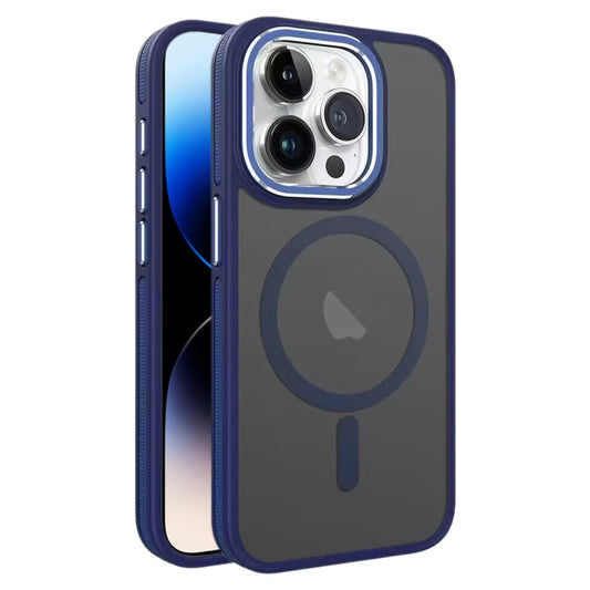 For iPhone 14 Pro Max Two-color Frosted MagSafe Magnetic Phone Case(Blue) - iPhone 14 Pro Max Cases by buy2fix | Online Shopping UK | buy2fix