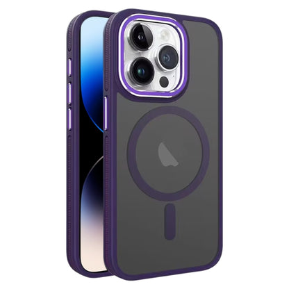 For iPhone 14 Pro Max Two-color Frosted MagSafe Magnetic Phone Case(Purple) - iPhone 14 Pro Max Cases by buy2fix | Online Shopping UK | buy2fix
