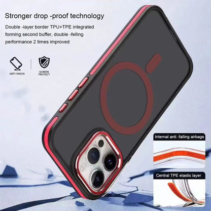 For iPhone 11 Pro Max Two-color Frosted MagSafe Magnetic Phone Case(Red) - iPhone 11 Pro Max Cases by buy2fix | Online Shopping UK | buy2fix