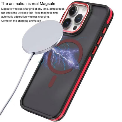 For iPhone 12 Pro Max Two-color Frosted MagSafe Magnetic Phone Case(Orange) - iPhone 12 Pro Max Cases by buy2fix | Online Shopping UK | buy2fix