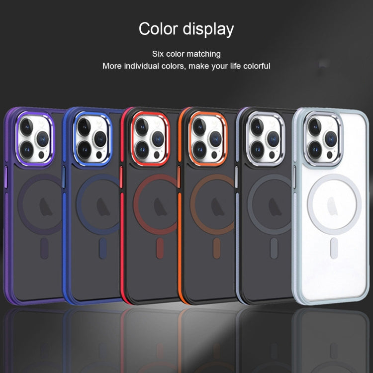 For iPhone 14 Pro Max Two-color Frosted MagSafe Magnetic Phone Case(Blue) - iPhone 14 Pro Max Cases by buy2fix | Online Shopping UK | buy2fix