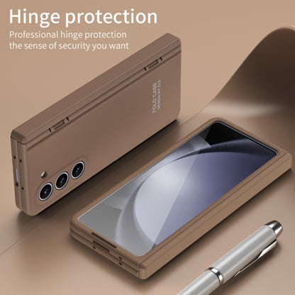 For Samsung Galaxy Z Fold5 Extraordinary Series Hinged Folding Full Phone Case with Pen Slot & Stylus(Coffee) - Galaxy Z Fold5 Cases by buy2fix | Online Shopping UK | buy2fix