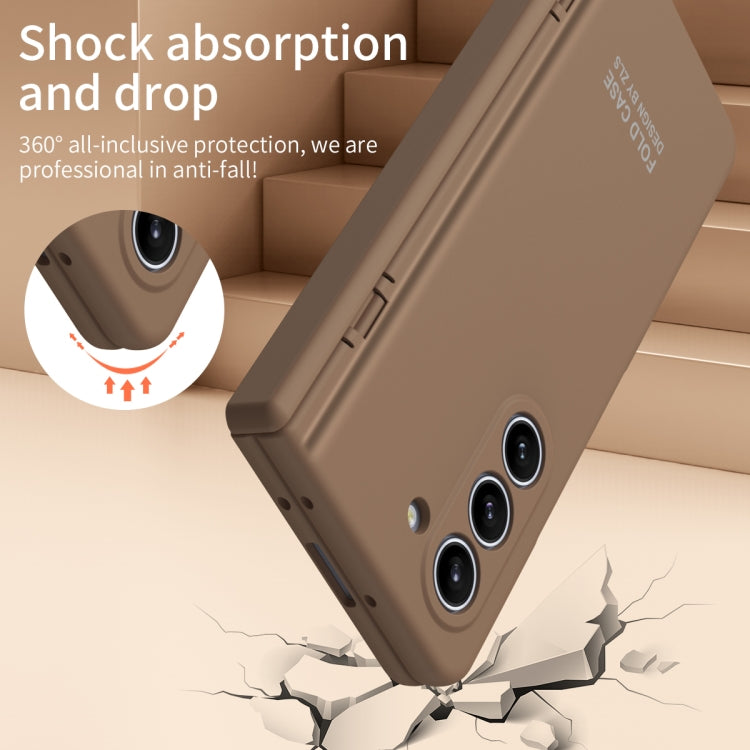 For Samsung Galaxy Z Fold5 Extraordinary Series Hinged Folding Full Phone Case with Pen Slot & Stylus(Coffee) - Galaxy Z Fold5 Cases by buy2fix | Online Shopping UK | buy2fix