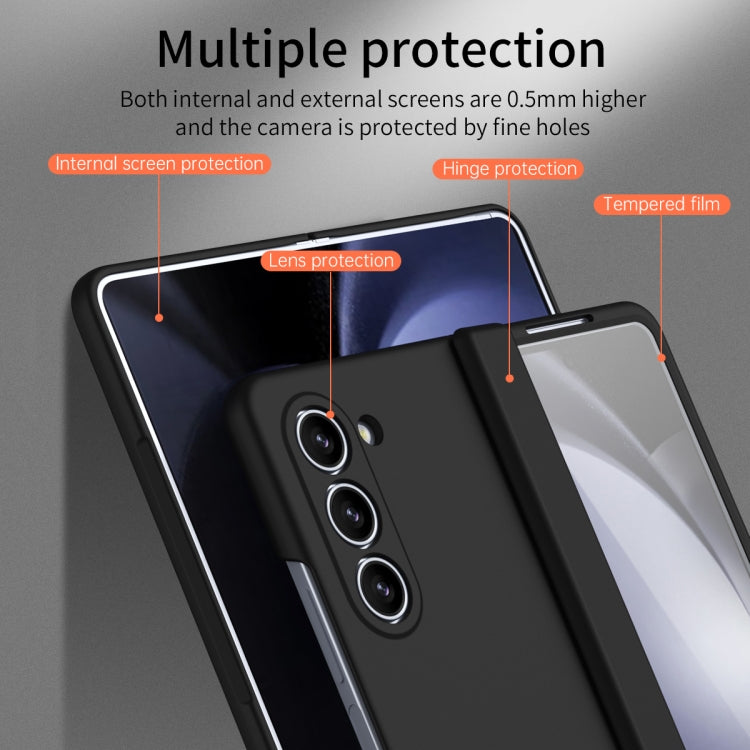 For Samsung Galaxy Z Fold5 Extraordinary Series Hinged Folding Full Phone Case with Pen Slot & Stylus(Black) - Galaxy Z Fold5 Cases by buy2fix | Online Shopping UK | buy2fix
