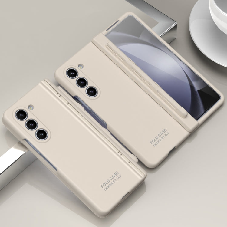 For Samsung Galaxy Z Fold5 Extraordinary Series Hinged Folding Full Phone Case with Pen Slot & Stylus(White) - Galaxy Z Fold5 Cases by buy2fix | Online Shopping UK | buy2fix