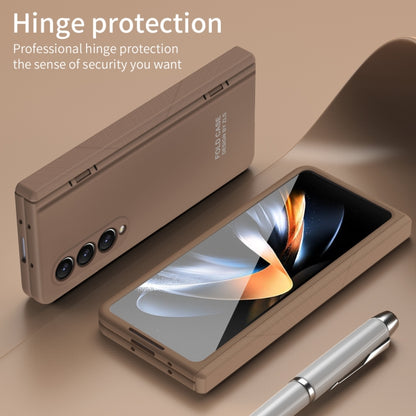 For Samsung Galaxy Z Fold4 5G Extraordinary Series Hinged Folding Full Phone Case with Pen Slot & Stylus(Coffee) - Galaxy Z Fold4 5G Cases by buy2fix | Online Shopping UK | buy2fix