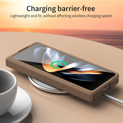 For Samsung Galaxy Z Fold4 5G Extraordinary Series Hinged Folding Full Phone Case with Pen Slot & Stylus(Coffee) - Galaxy Z Fold4 5G Cases by buy2fix | Online Shopping UK | buy2fix