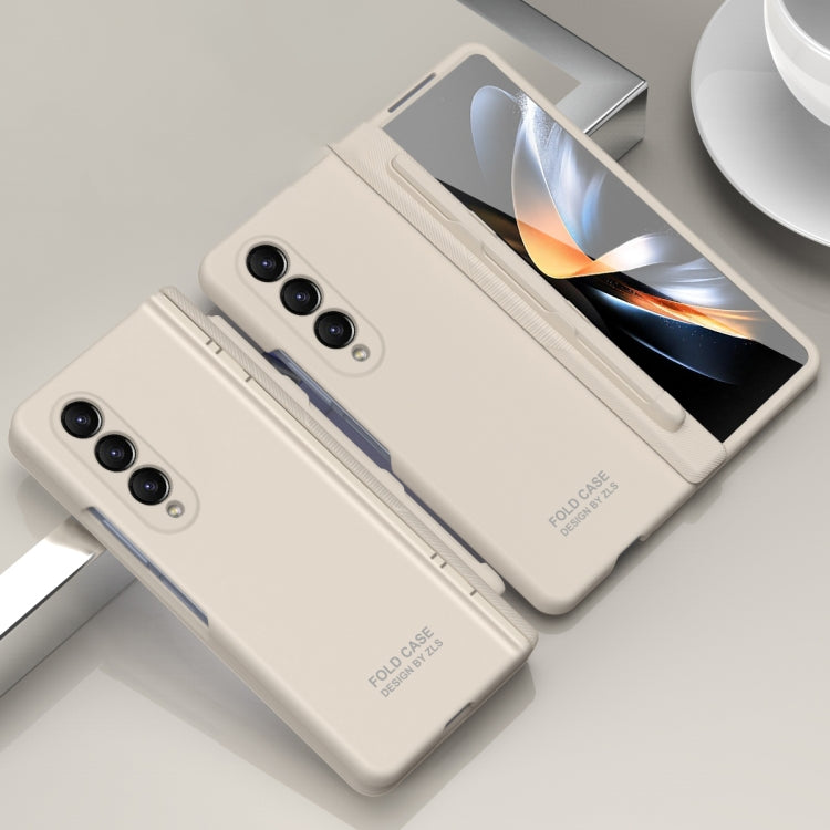For Samsung Galaxy Z Fold4 5G Extraordinary Series Hinged Folding Full Phone Case with Pen Slot & Stylus(White) - Galaxy Z Fold4 5G Cases by buy2fix | Online Shopping UK | buy2fix