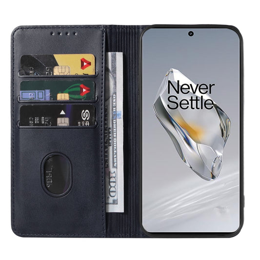 For OnePlus 12 Magnetic Closure Leather Phone Case(Blue) by buy2fix