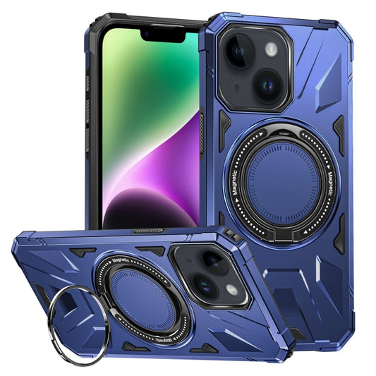 For iPhone 14 Plus MagSafe Magnetic Shockproof Phone Case with Ring Holder(Navy Blue) - iPhone 14 Plus Cases by buy2fix | Online Shopping UK | buy2fix