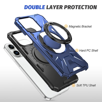 For iPhone 14 Pro Max MagSafe Magnetic Shockproof Phone Case with Ring Holder(Navy Blue) - iPhone 14 Pro Max Cases by buy2fix | Online Shopping UK | buy2fix